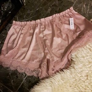 Silky pink lace comfy shorts